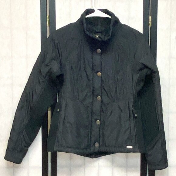 Prana Water Repellant Zip & Snap Sherpa Fleece Lined Diva Puffer Jacket Black XS - Picture 1 of 14